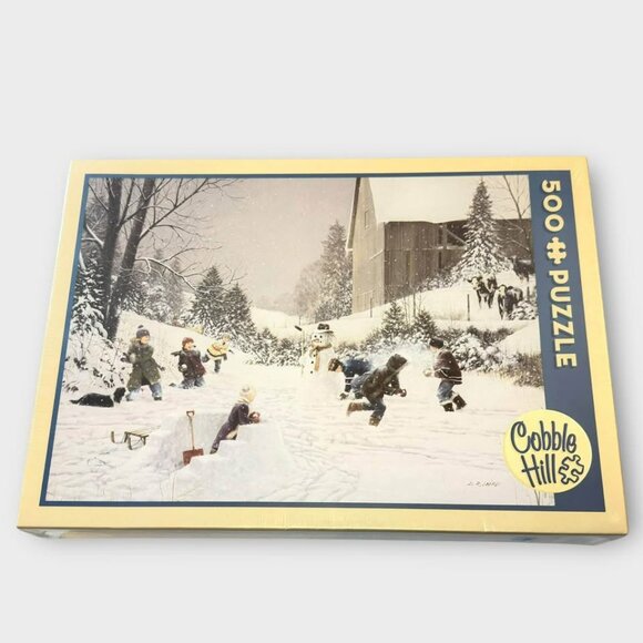 NEW Cobble Hill Snowball Fight 500 Piece Puzzle - Picture 1 of 4